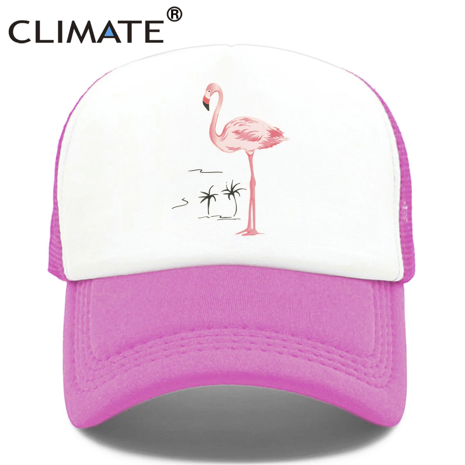 CLIMATE Flamingo Cap Girls Women Hat Pink Rose Cap Cute Lovely Summer Caps Hat Hip Hop Mesh Baseball Caps Hat for Women