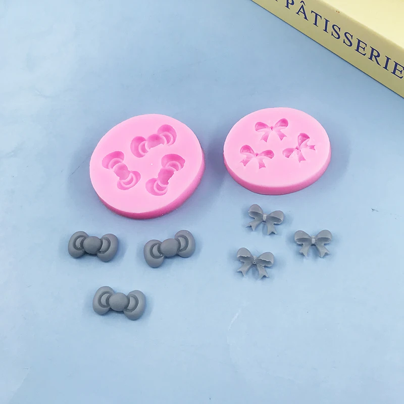 Triple Small Bow Flip Sugar Chocolate Silicone Mold DIY Soft Ceramic Clay Dropping Gypsum Candle Mold