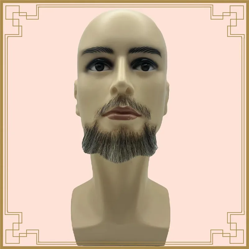 Mode dentelle véritable fait à la main noir gris barbe pour homme faux visage barbe pour adultes hommes maquillage réaliste dentelle barbes