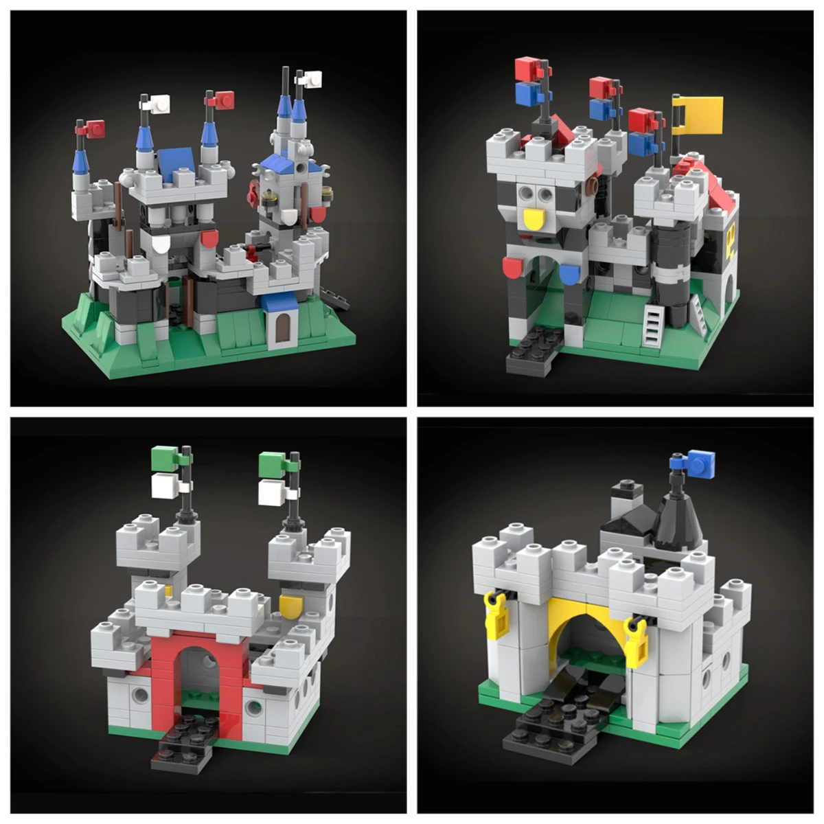 MOC-escena de calle arquitectónica Modular Retro creativa, Mini Castillo Medieval europeo, modelo de bloques de construcción, juguete para adultos, regalo de cumpleaños