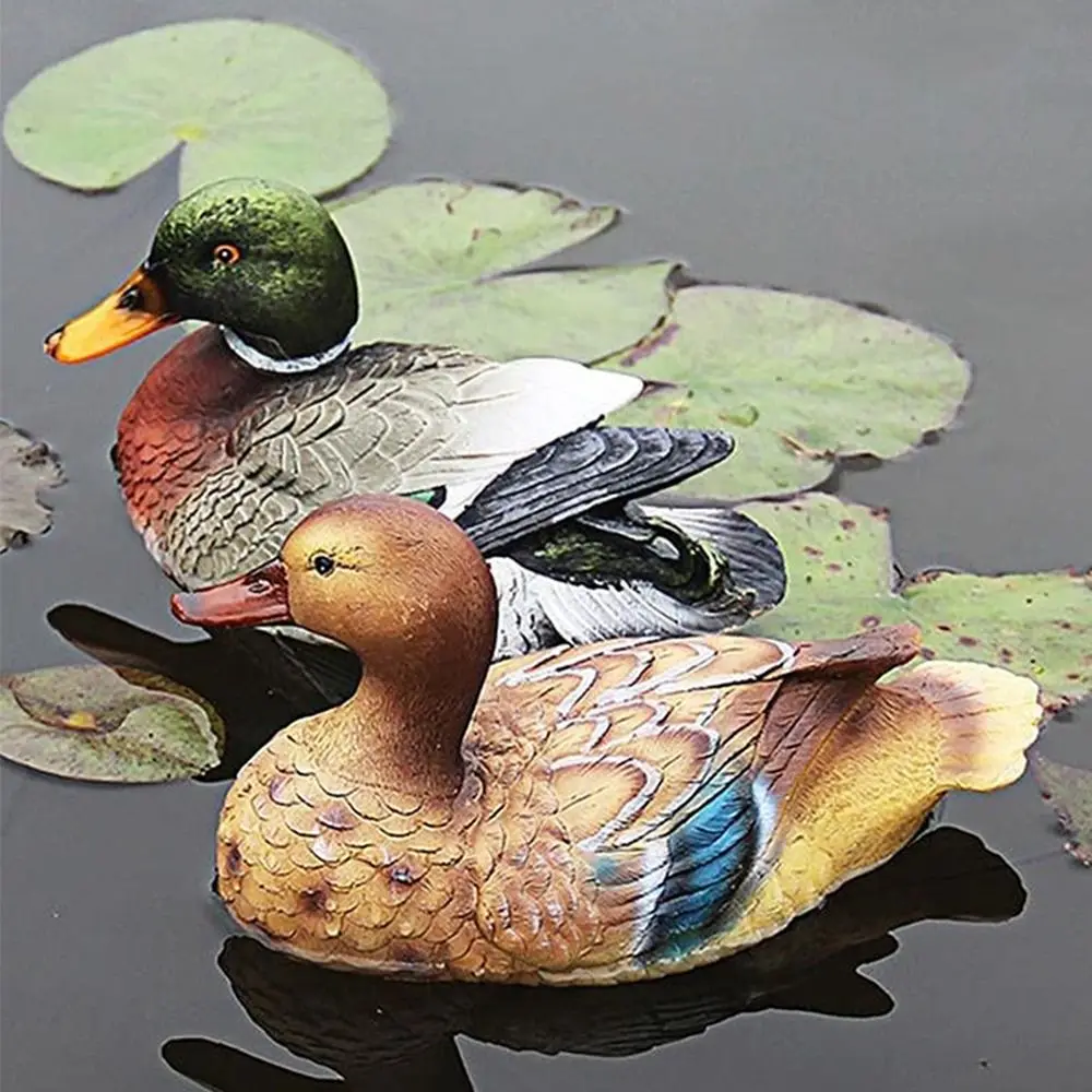 

Realistic Artificial Mandarin Duck Statue Floating Not Fade Swan Statues Cute Weatherproof Resin Floating Duck Statue Home Decor