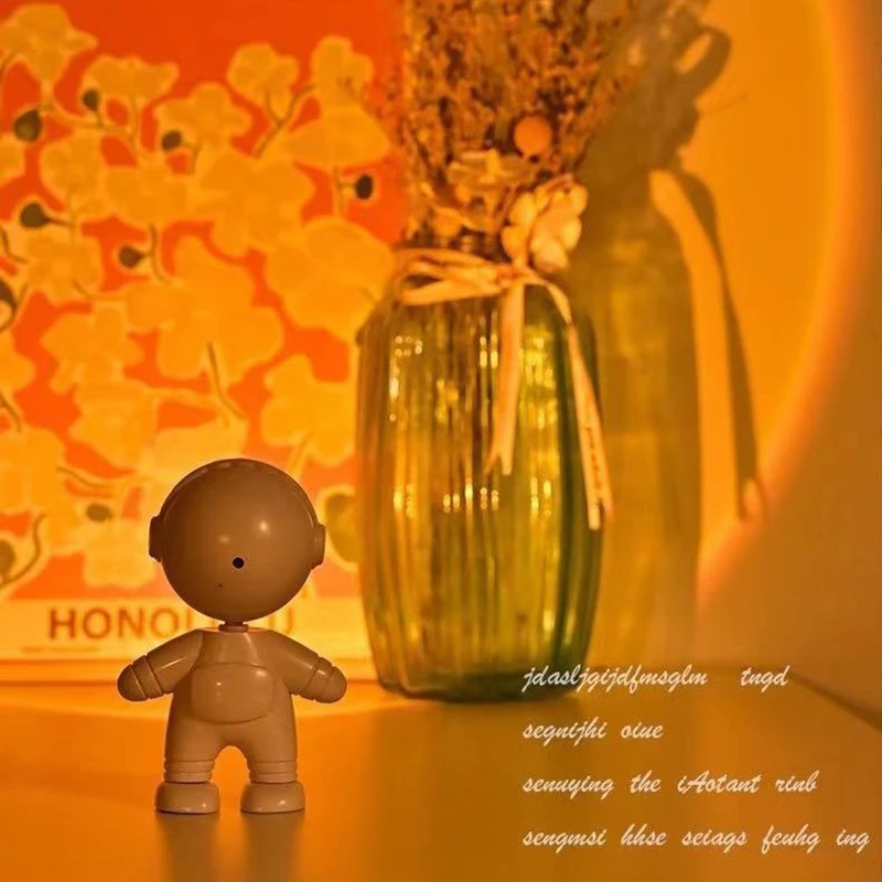 Sunset Night Light Projector Spaceman Sunset Lamp Live Streaming Beauty Photo Room Decor Rechargeable Astronaut Projector Light