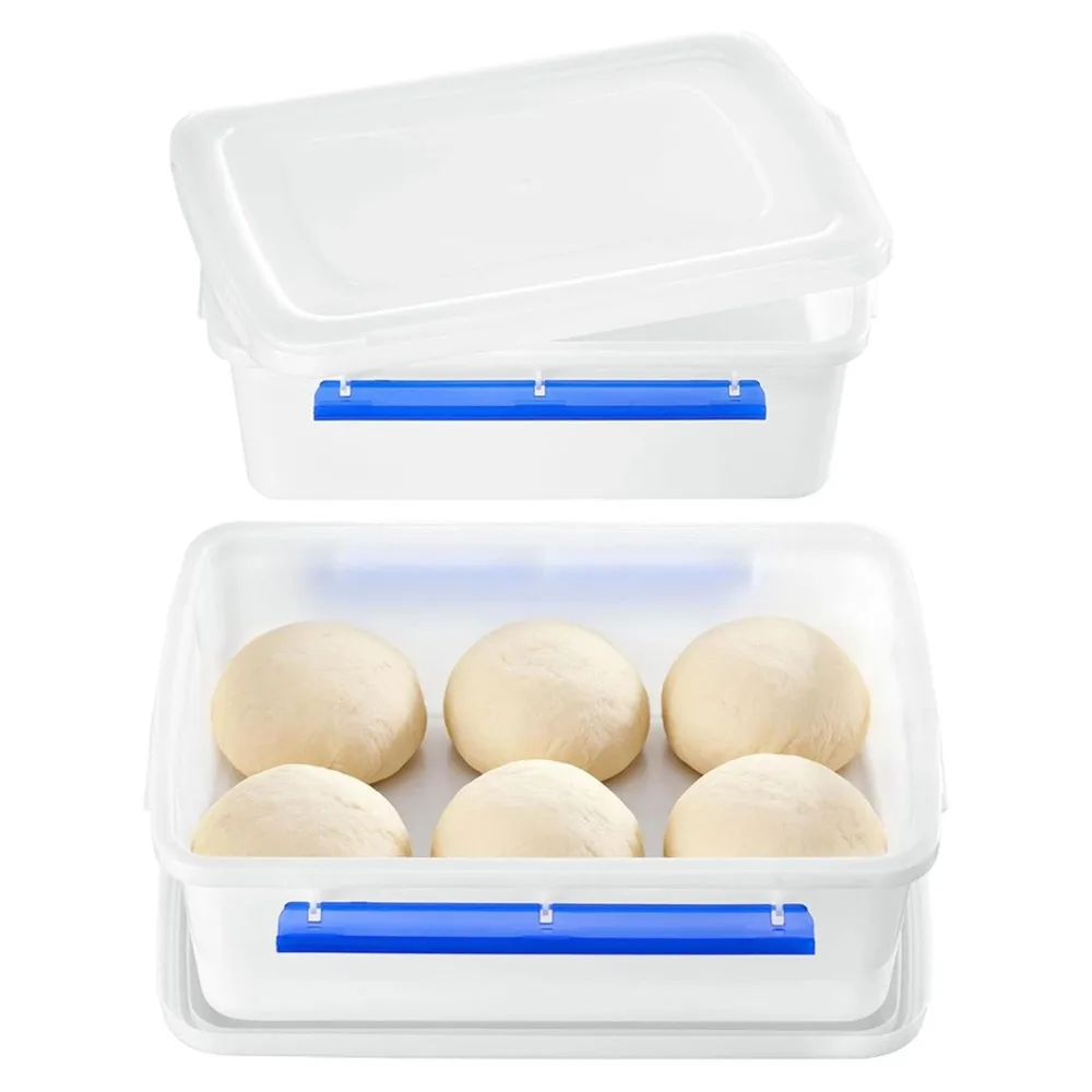 TFORU-2 Pcs Pizza Dough Proofing Box With Lids And Latches For 4-6 Balls Airtight Snap On Lids, For Cookie Buns