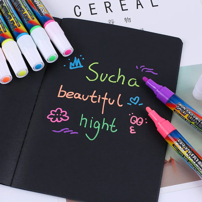 Acrylic Marker Waterproof Quick Drying Flash Pen Color Ceramic Graffiti Paint Pen Water-based Fluorescent Acrylic Pen Set