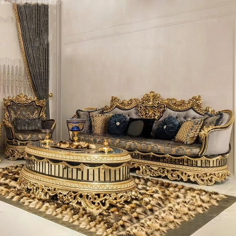 

French luxury fabric sofa European sofa Self-built villa living room sofa