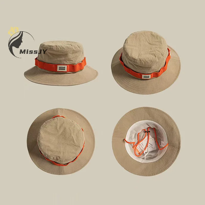 コントラストヴィンテージフィッシャーマンハット男性と女性用夏のアウトドアキャンプ登山帽子大きなつばの日よけ帽子