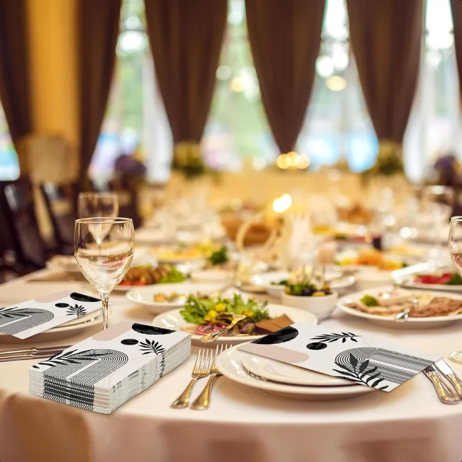 المناديل اليدوية مناشف الضيوف الحمام المناديل اليدوية ضيف مناشف المطبخ الزخرفية لحفل عشاء الزفاف الحمام 100 PcsBla #5