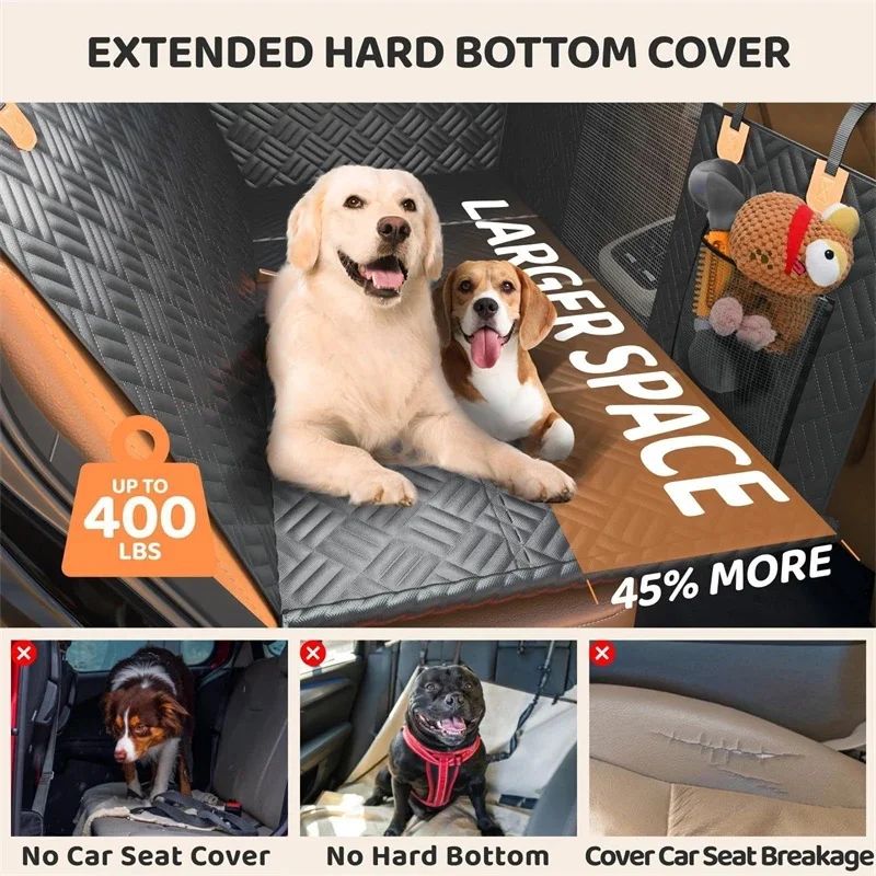 Winter Waterproof Dog Car Hammock Hard-Bottom Back Seat Extender For SUV Trucks, Cozy Protector For Pet Owners And Family Trips