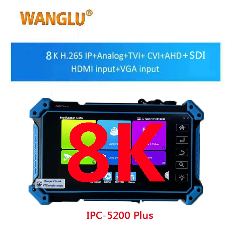 CCTV 5.4 inch IPC-5200 Plus Full 8MP IP CVI TVI AHD SDI Analog 6 IN 1 VGA & 4K HD input IP Camera Tester