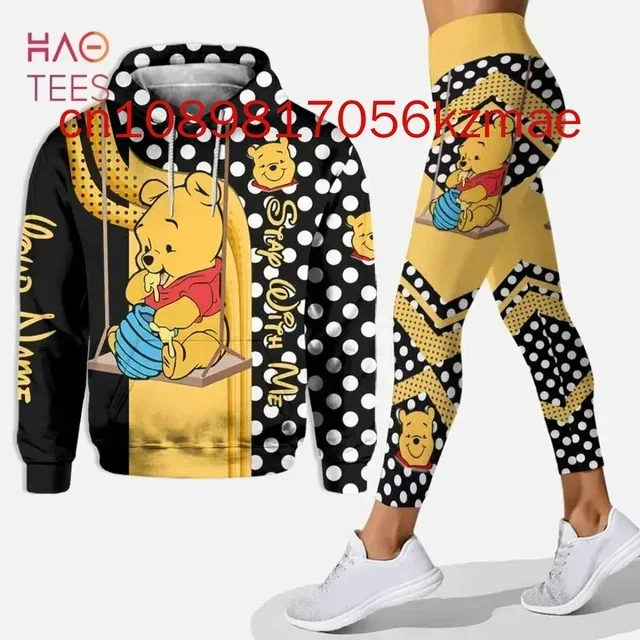 2025 New Disney Winnie The Pooh Women's Hoodie And Leggings Set Disney Eeyore Hoodie Yoga Pants Sweatpants Fashion Sets