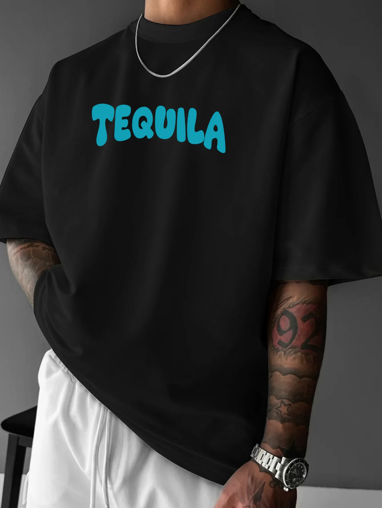 Men's Summer New Fashion Printed T-Shirt Tequila Cocktail Quote Print Machine Washable S-XXL