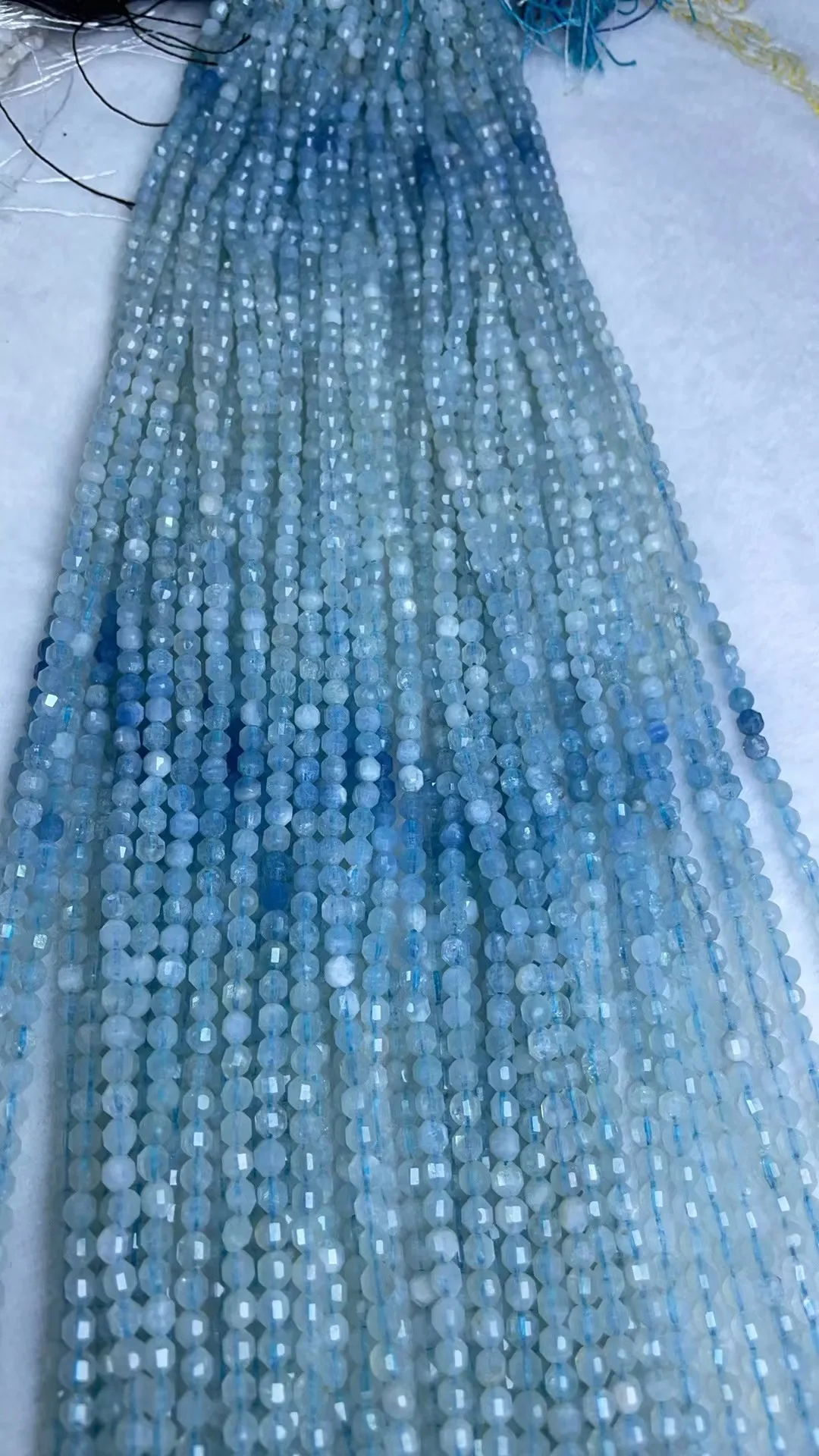 Natural Aquamarlne 4mm Double Tip Cut Face Beads For Jewelry Making DIY  Length Dagree 39cm