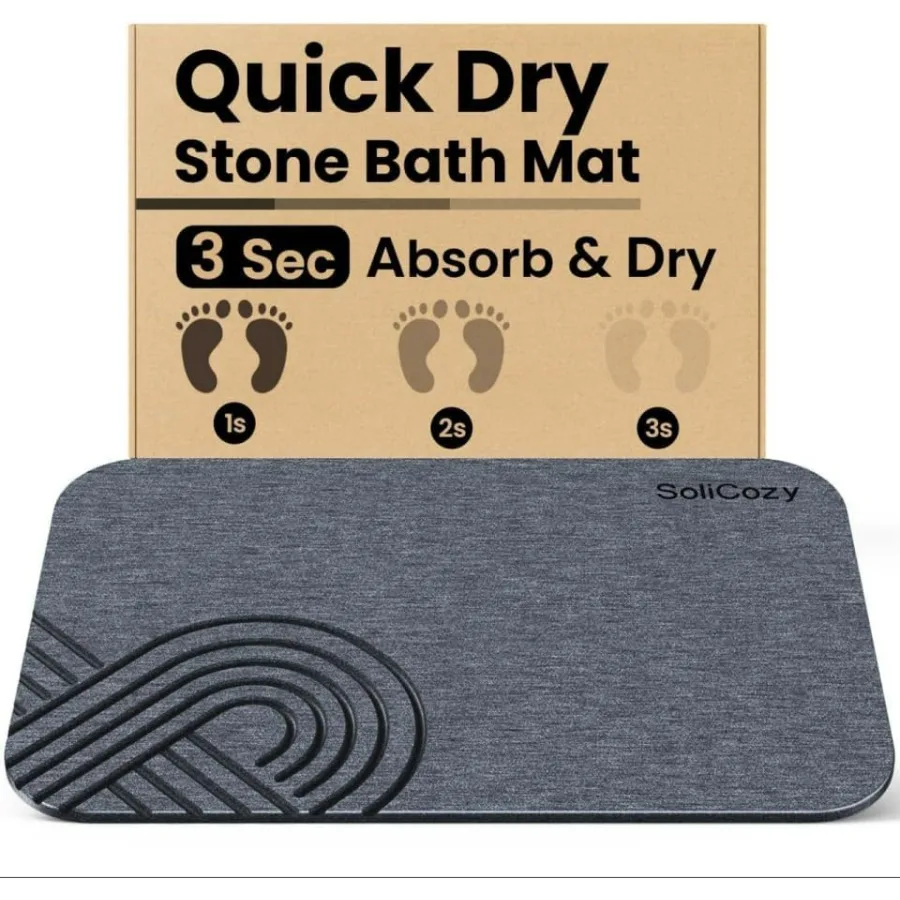 Alfombra de baño de piedra, estera de baño de secado rápido con tierra de diatomeas, estera de ducha antideslizante súper absorbente para baño, cocina, piscina, Diato Natural