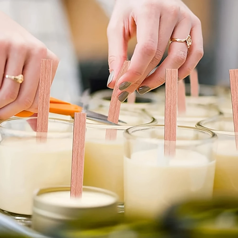100Pcs Wooden Wicks with Base  - огляд і ціна Wooden Wick Candle
