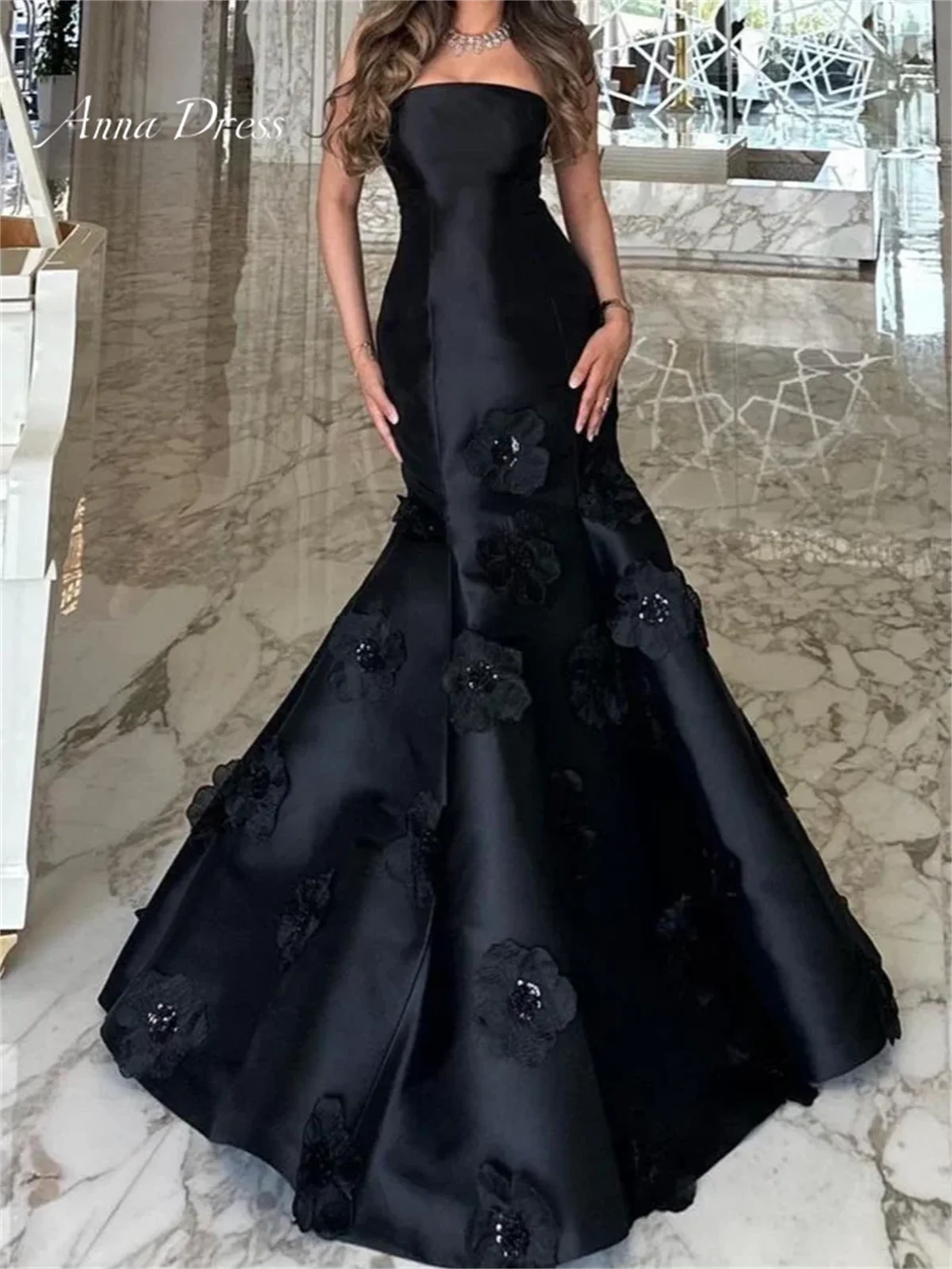 Anna Strapless Elegant Party Dresses 2024 for Wedding Guest Dress Women Elegant Party Dresses Woman Line A Black Satin Vest Prom