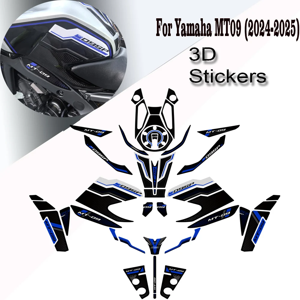 For Yamaha MT-09 MT09 MT 09 SP 2024 2025 Motorcycle Fuel Tank Pad Protector stickers 3D resin stickers kit