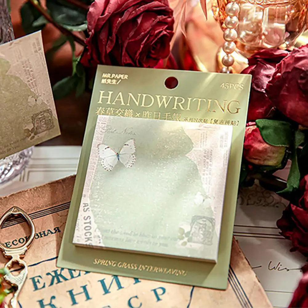 ملاحظات لاصقة عتيقة ، ورق الكتابة اليدوية ، فراشات مختوم أنيقة ، مذكرة بسيطة ، ملاحظات ، سلسلة ملاحظات ، ديكور بطاقة