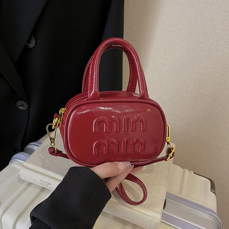 

Корейская мини-сумка для боулинга для девочек — однотонная квадратная сумка с минималистичным буквенным принтом, портативная детская сумка через плечо