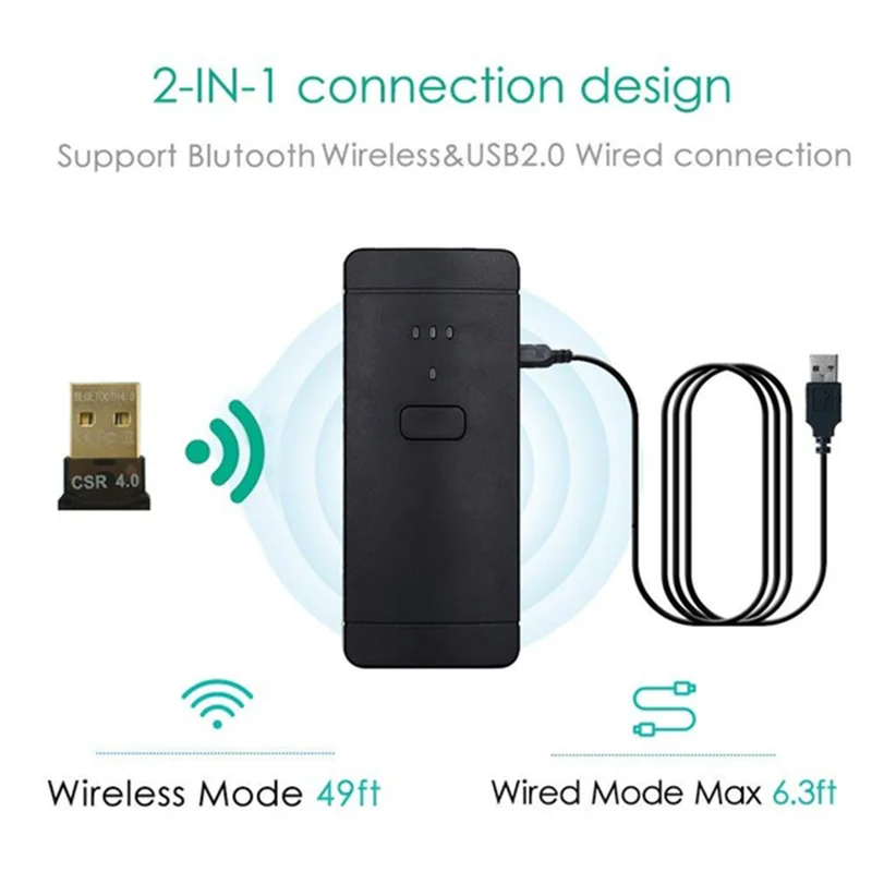 2D QR Đầu Đọc Mã Vạch Không Dây Bluetooth Mini Bỏ Túi Máy Quét Mã Vạch Di Động Cho POS Tồn Kho Máy Quét Mã Vạch