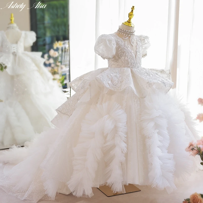 

Ashely Alsa Luxury Flower Girl Dresses Ball Gown For Wedding Princess Kids Birthday Party Pageant First Communion Gown AA007