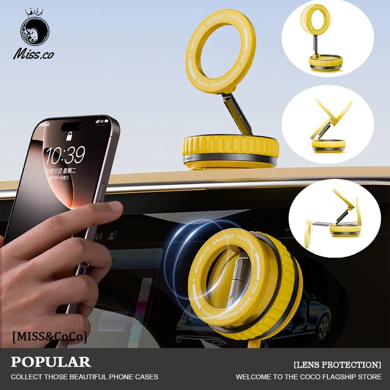 

Car Navigation Magnetic Suction Mobile Phone Holder Foldable 360 ° Rotating Stable Vacuum Adsorption Phone Holder Car Stand