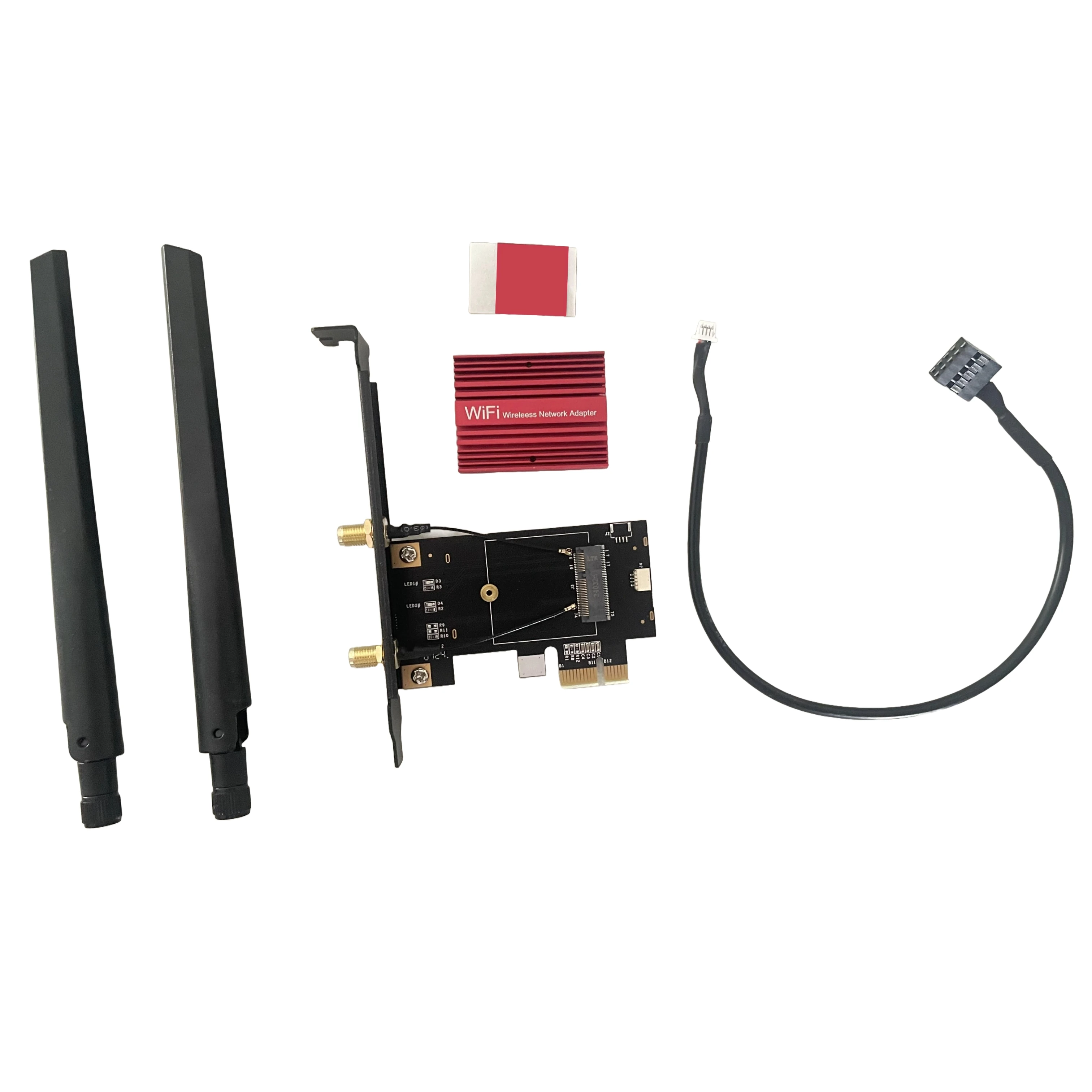 

Desktop Computer WiFi Adapter PCI-E x1 Slot for NGFF M.2 Wifi Cards AX210 AX200 AC9260 AC8265 AC8260 AC7265 AC7260 AC3165 AC3160