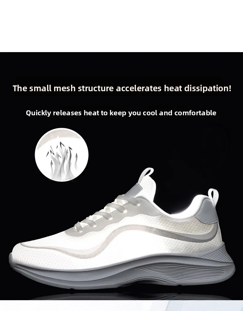Große Herren-Sneaker in Weiß, leichte, atmungsaktive, lässige Sportschuhe, modische, flache, weiche Sohle, Walking-Trainer, Übergröße 39–48 – Detail 8