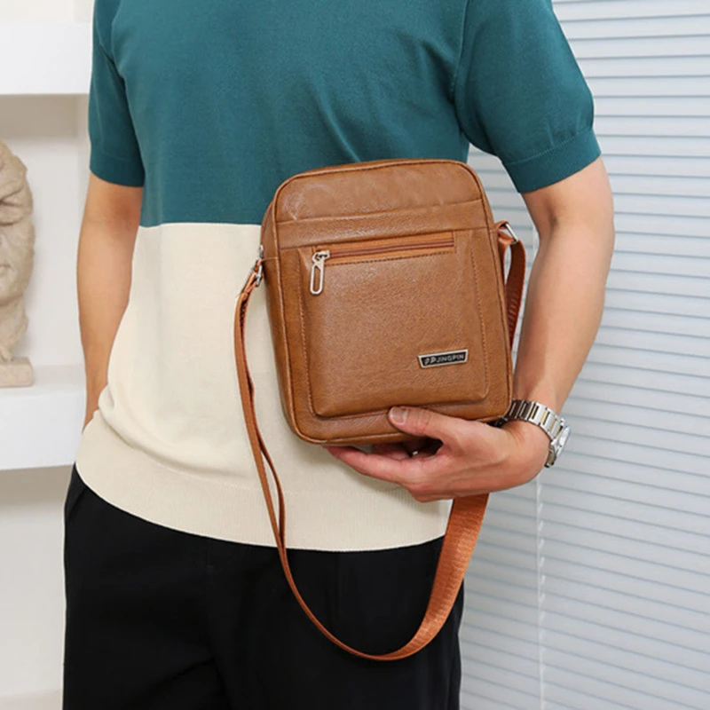 

2024 Fashion Men's Mini PU Leather Handbags Waterproof Bag For Man Male Cross Body Shoulder Messenger Bags Men's Casual Handbags