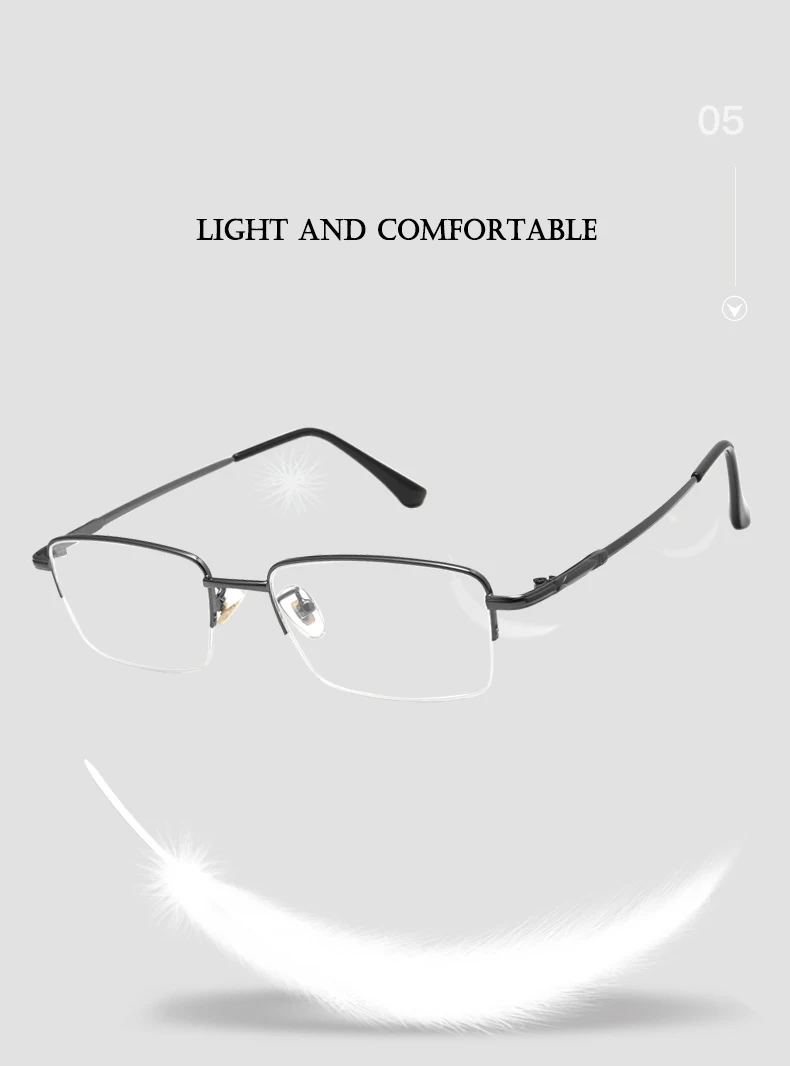 2022 neue Männer Halb Randlose Frame Brille Optische Brillen Hohe Qualität Halb Rand Mann Brillen mit Rezept Männlichen Specs – Detail 5