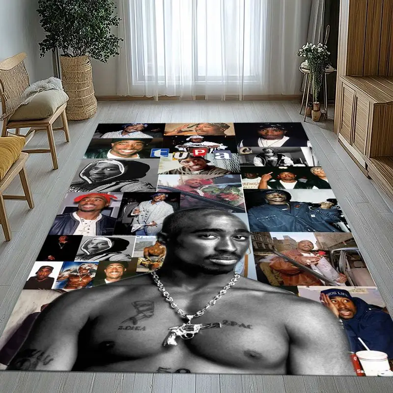 Vintage Tupac 2Pac West Coast Rap Legend Soft Non-Slip Large Area Rug for Living Room,Bedroom Carpet Mat for Sofa,Home Decor