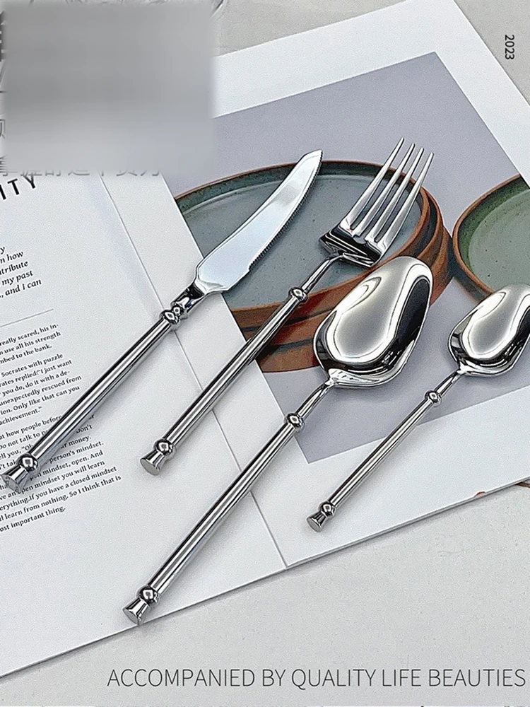 

304 Stainless Steel Steak Knife, Fork and Spoon, High Appearance Level Tableware, Creative Light Luxury Western Food Set, 4PCs