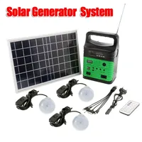 Portable Camping Solar Power Generator System Solar Panels + Radio + 3 Light Bulbs + Remote Control Outdoor Emergency Supply