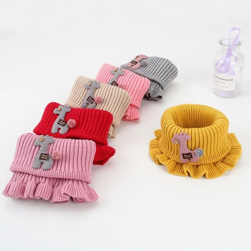 Baby Scarf Winter Neck Warmer for Kids Children Boys Girls Woolen Knitted Mustache Solid Warm Crochet Scarves Plaid Fashion Doll
