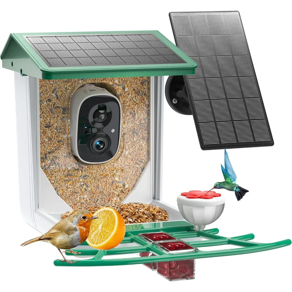 

Bird Feeder with Camera, Smart Birds Feeder Camera with Dual Solar Panel, AI Identify Birds Species, Watch Live Wild Bird Video