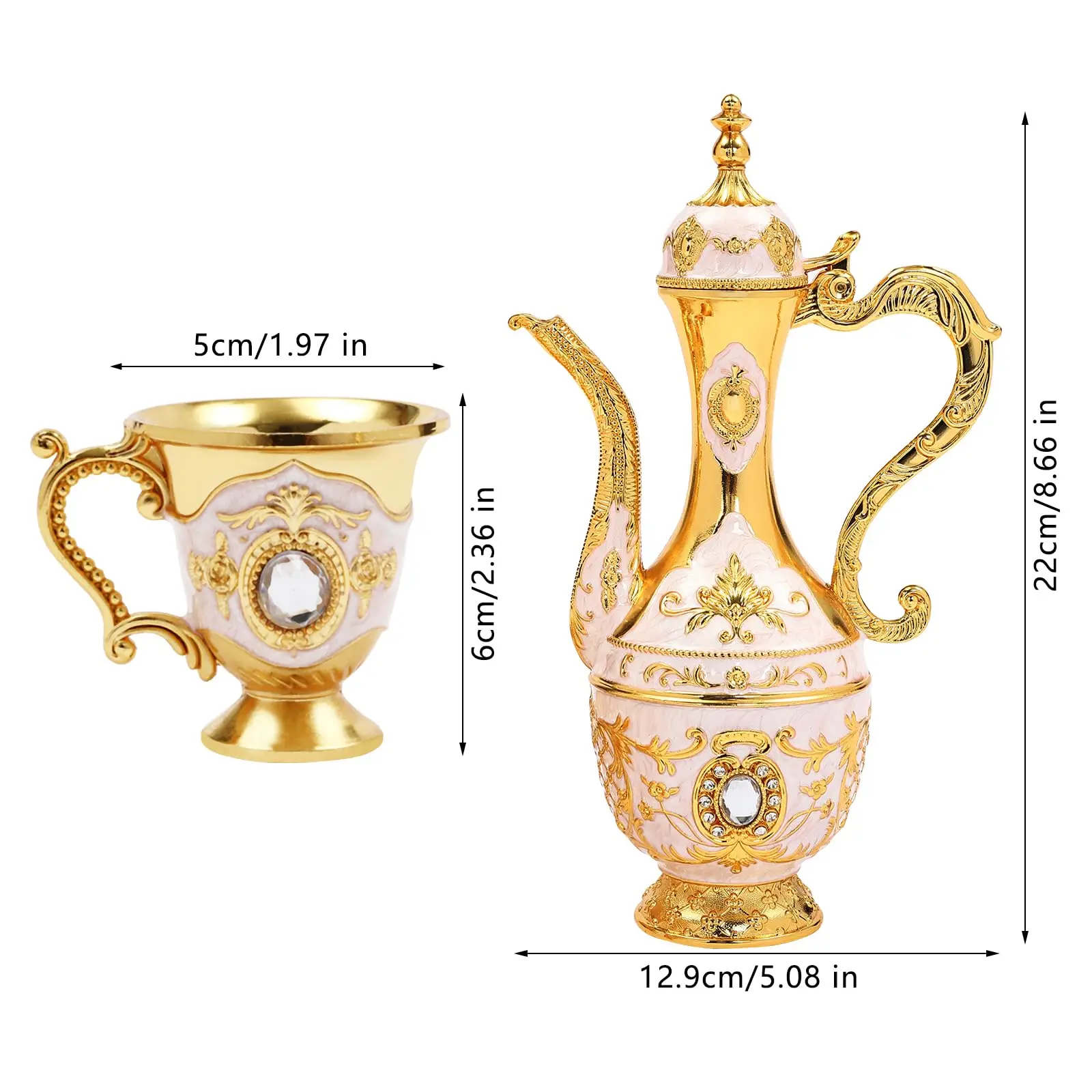 طقم شاي تركي، طقم فناجين قهوة تركية عتيقة مع وعاء و6 أكواب، كؤوس شاي تركية لديكور المنزل وعيد الميلاد وعيد الميلاد