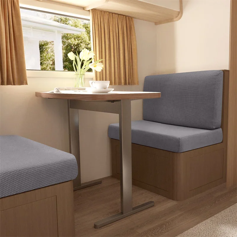 2pcs/set Camper Car Bench Cover Water Repellent RV Dinette Cushions Covers Polar Fleece Stretch Restaurant Sofa Seat Slipcover