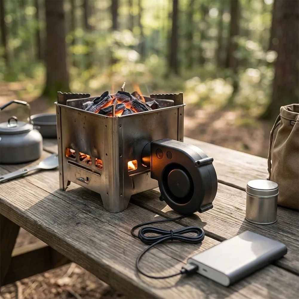 Single-Speed 5V USB Blower Compatible with Outdoor BBQ Setups and Camping Accessories for Enhanced Fire Control and Ventilation