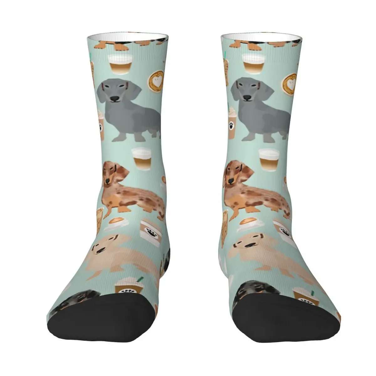 Dachshund Milk Tea Puppy Men Women Socks Windproof Novelty Spring Summer Autumn Winter Stockings Gift