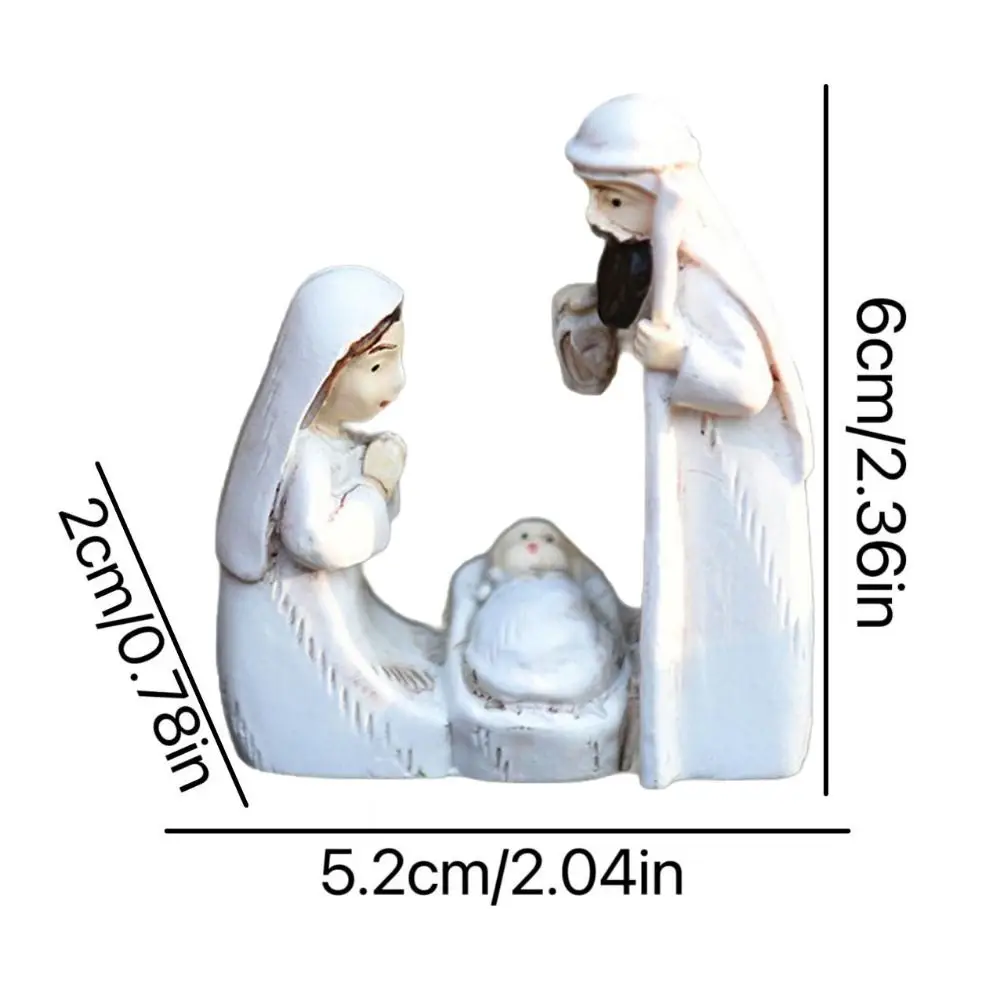 Creative Cute Jesus Birth Sculpture Decorative Cartoon Christmas Manger Ornaments Sturdy Religious Resin Statue Living Room