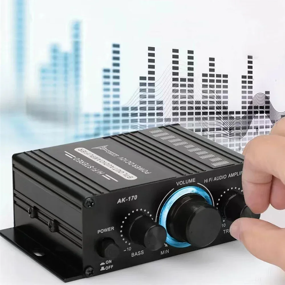 Усилитель мощности HIFI Автомобильный аудиоусилитель AK170 Channel 2.0 Домашний цифровой аудиоусилитель 20 Вт * 2 для домашних аудио и видеосистем DC12V