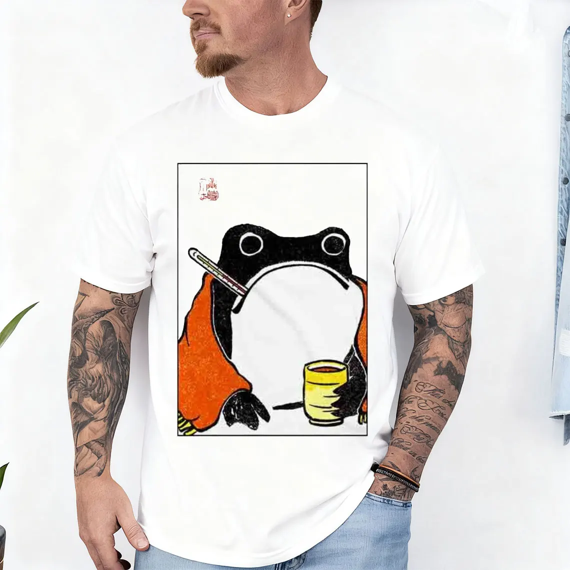 

Unimpressed Sick Frog Matsumoto Hoji Japanese Get Well Soon Toad All Seasons Casual Soft Comfortable quality sleeve Street Tops