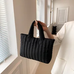 1pcs Ladies Tote Bags Large Capacity Cotton Padded Bag Solid Color Casual Fashion Nylon Elegant for handbag