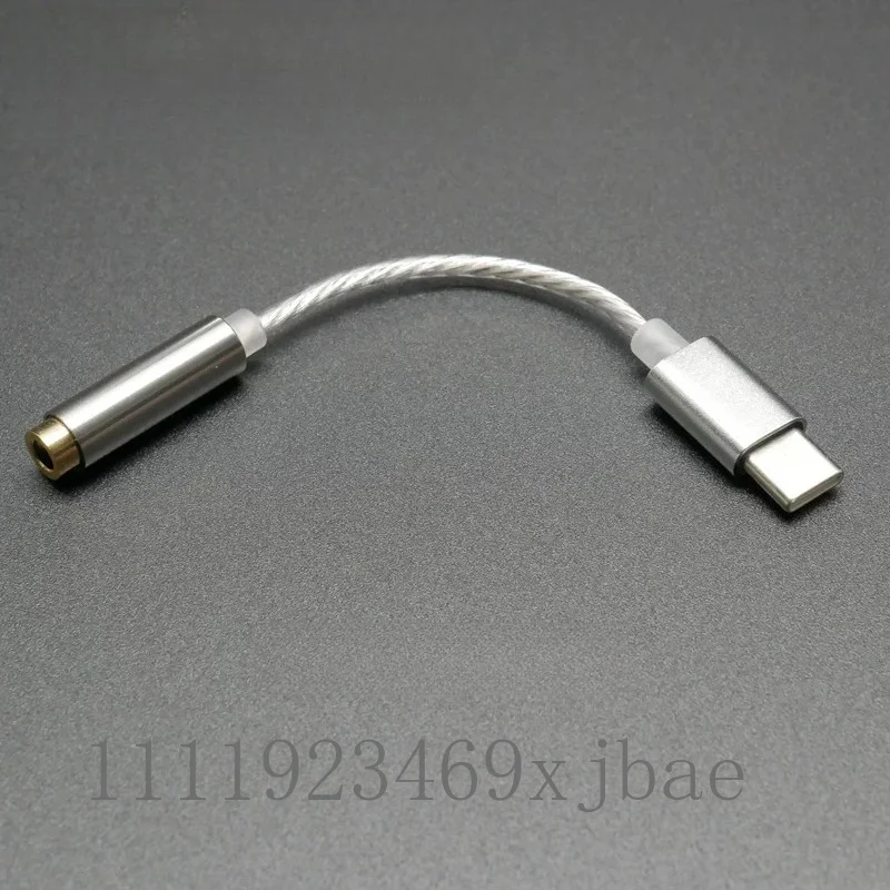 Type‑C To 3.5mm Earphone Adapter Cable, Silver‑Plated Wire Metal Housing Digital DAC Decoding Adapter for Zhongke AB13X Chip