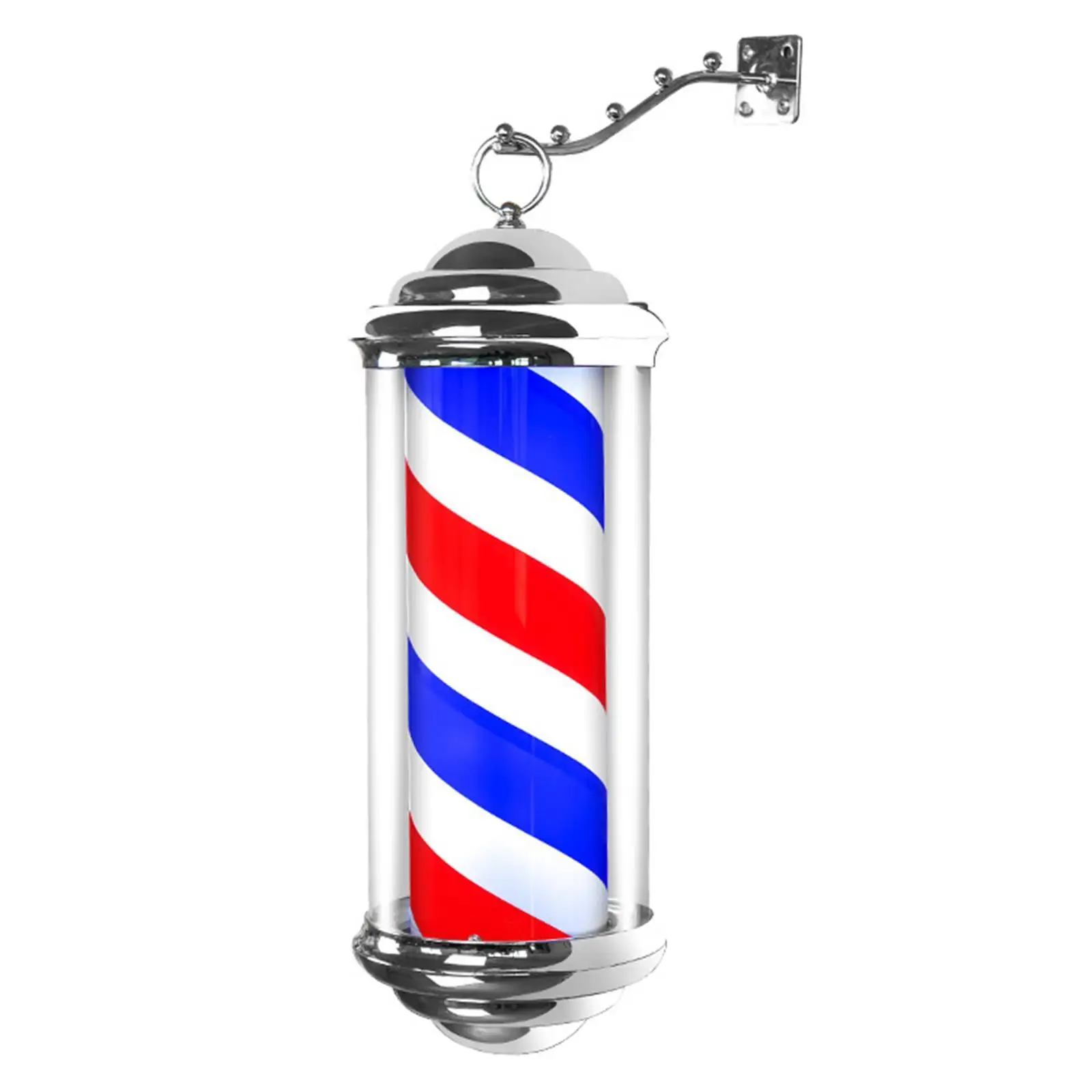 

Rotating Barber Pole Light Outdoor Hair Salon Shop Sign 32cm Red Blue White