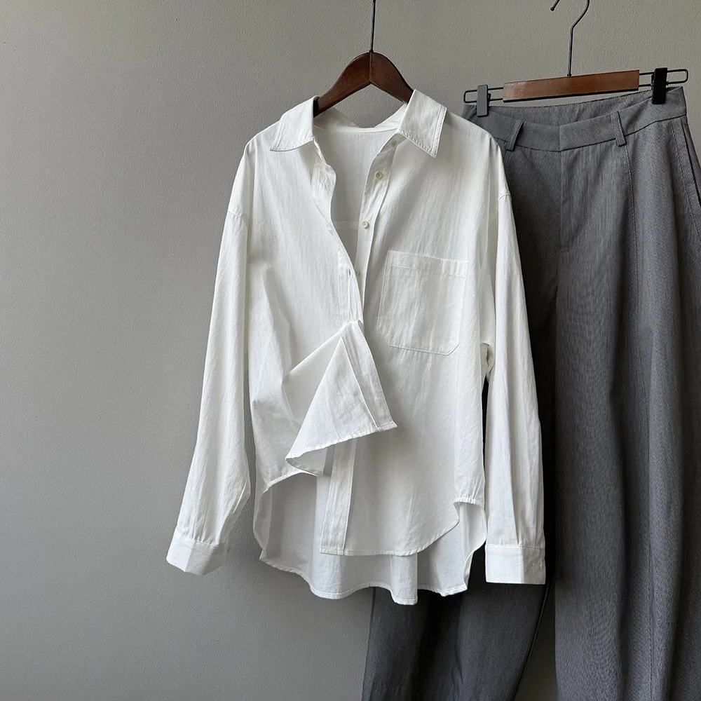 

SuperAen, простая рубашка из чистого хлопка, женская осенняя корейская свободная рубашка для женщин