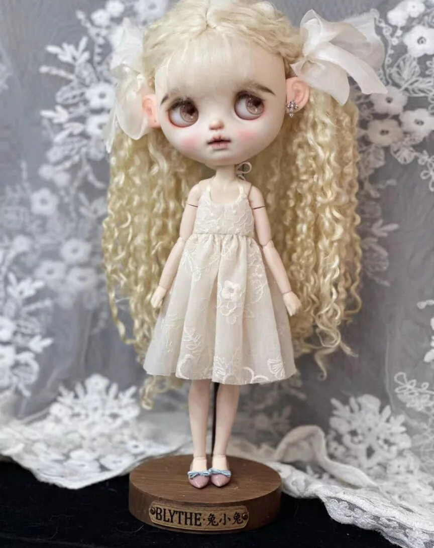 2pcs Blythe pure style embroidered suspender skirt/shawl1/6 30cm(Fit for Pullip,Ob22/24/26, Licca)