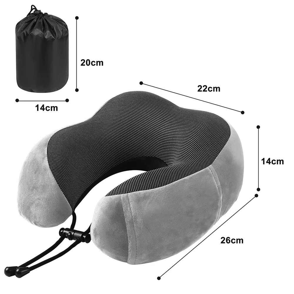 Ushaped-almohada de viaje para el cuello, cojín portátil de espuma viscoelástica en forma de U, para dormir, para avión, Cervical, cuidado de la