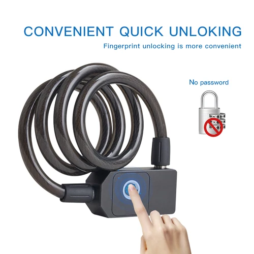 Imagen 2 del producto Cerradura inteligente con contraseña para bicicleta, dispositivo resistente a la palanca, con 2 llaves de respaldo, de alta calidad, IP65