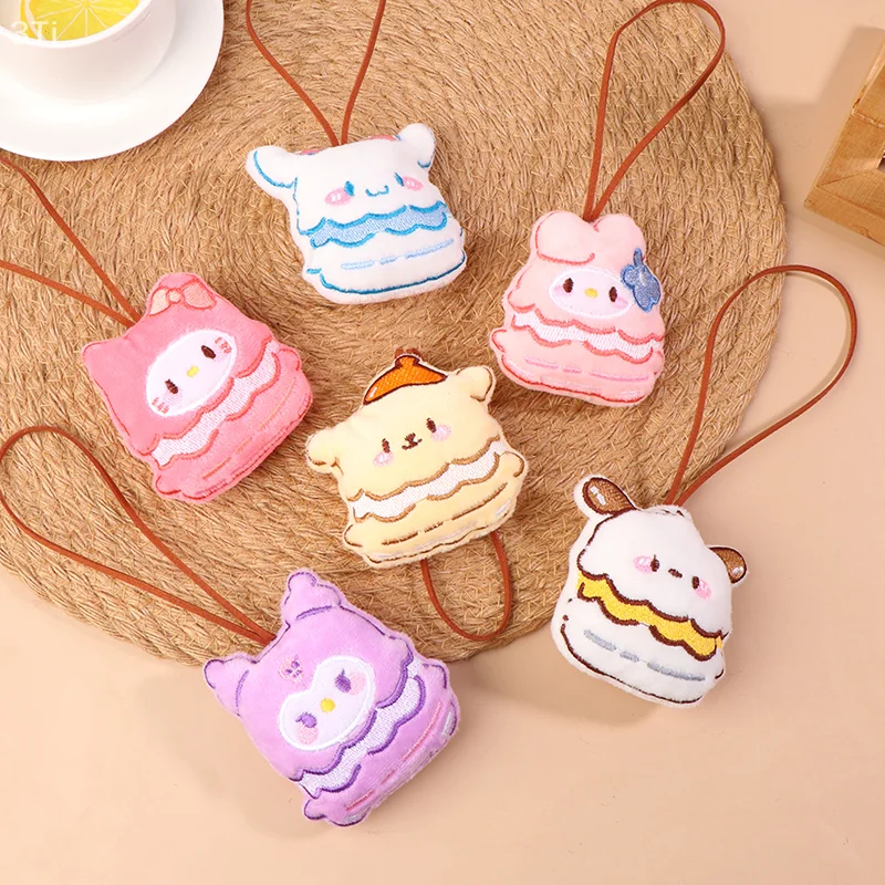 Гамбургер Sanrios, скрипучая плюшевая кукла, брелок с именем ребенка, брелок для ключей, сумка, подвеска, украшение для подарков для детей