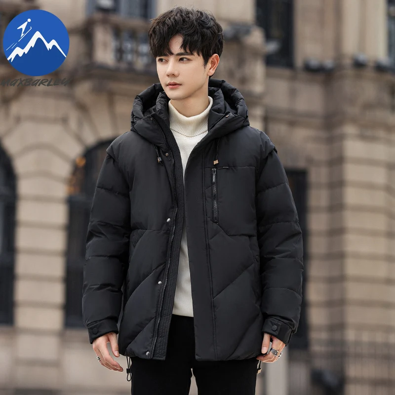 Maxbarley Men Puffer Jacket High Quality Detachable Sleeves Vest Travel Lightweight Coat Fashion Urban Thicken Warm Down Jacket